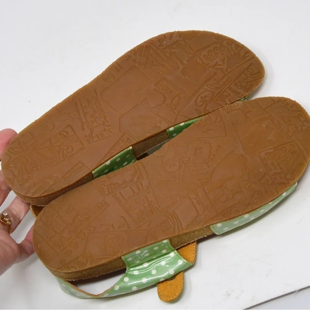 PePe Leather Mint & White Polka Dot Sandals‎ Birkie Style Footbed Size 39 (8.5)